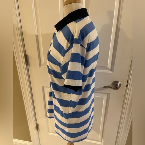 Polo Ralph Lauren Striped Blue and White Polo Shirt-Size Medium - Picture 4 of 6